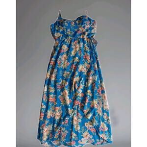 Lily Rose MED Spaghetti-Strap High-Low Wrap Dress Chiffon Floral Bustier